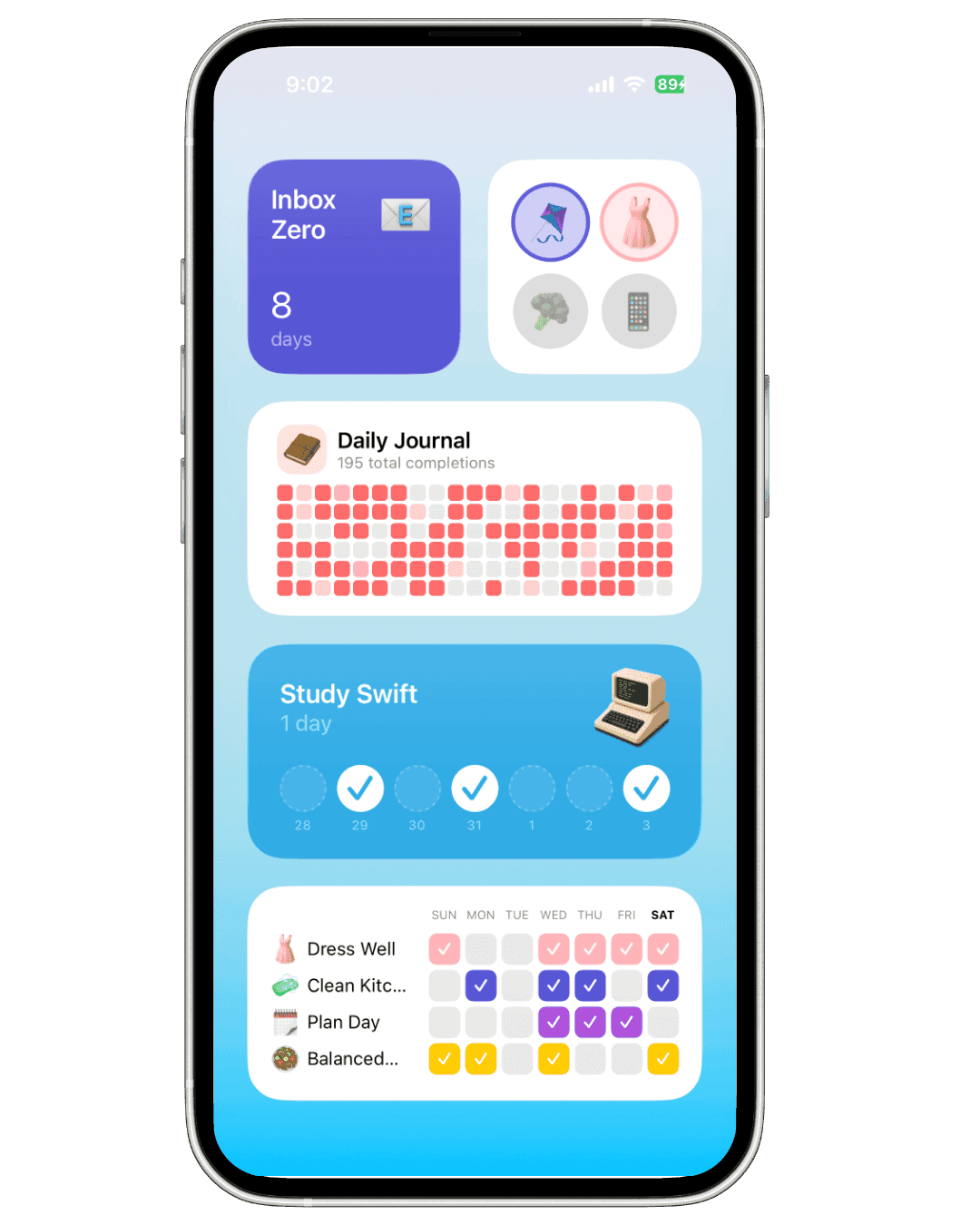 Daily app - Widgets and progress tracking
